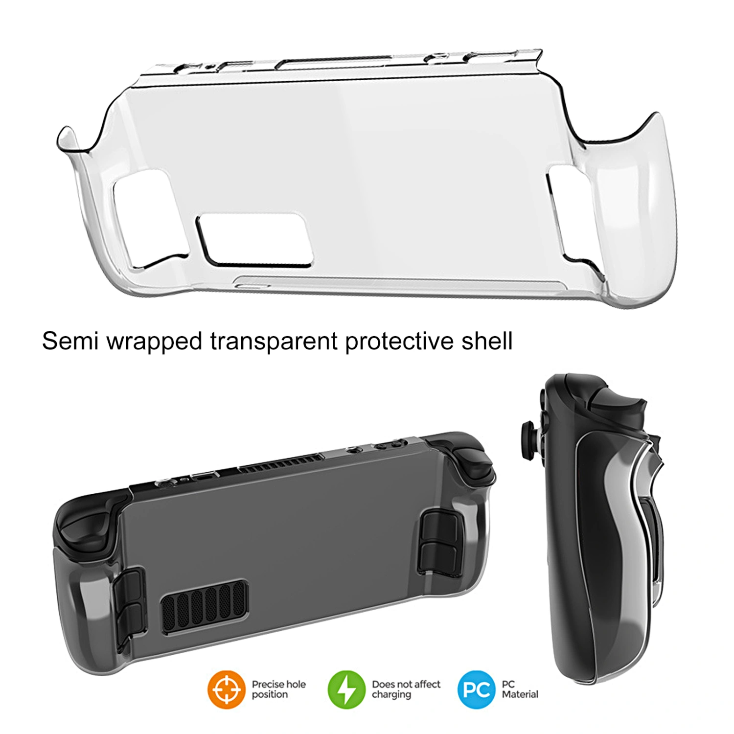 Game Console Shell Shock-absorbing Anti-drop Precise Hole Half-pack Game Console Host Rear Case for Steam Deck Host