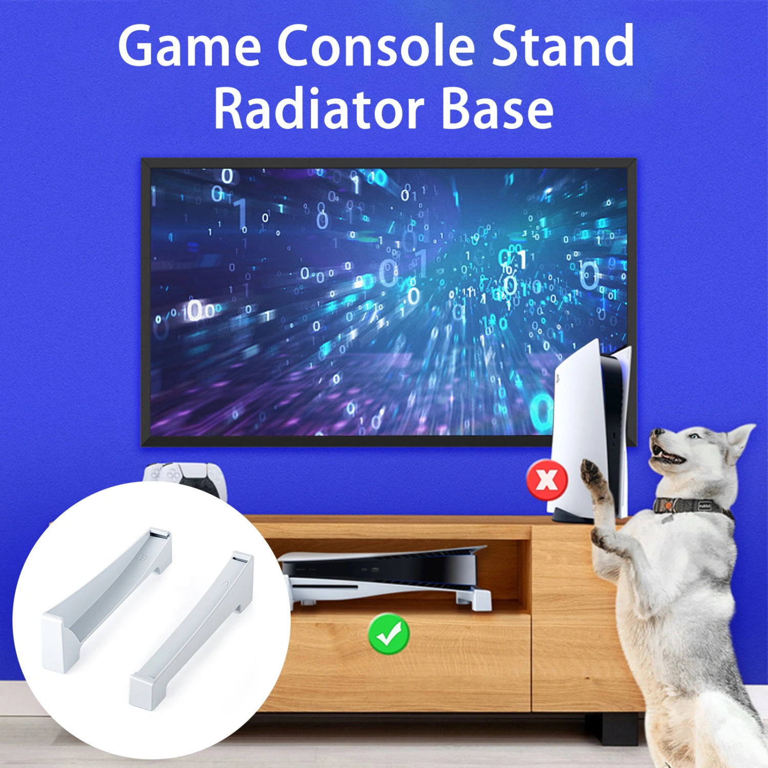 2Pcs Console Fixed Base Non-slip Pad Easy Installation Good Heat Dissipation Game Console Cooling Bracket for SONY for PS5