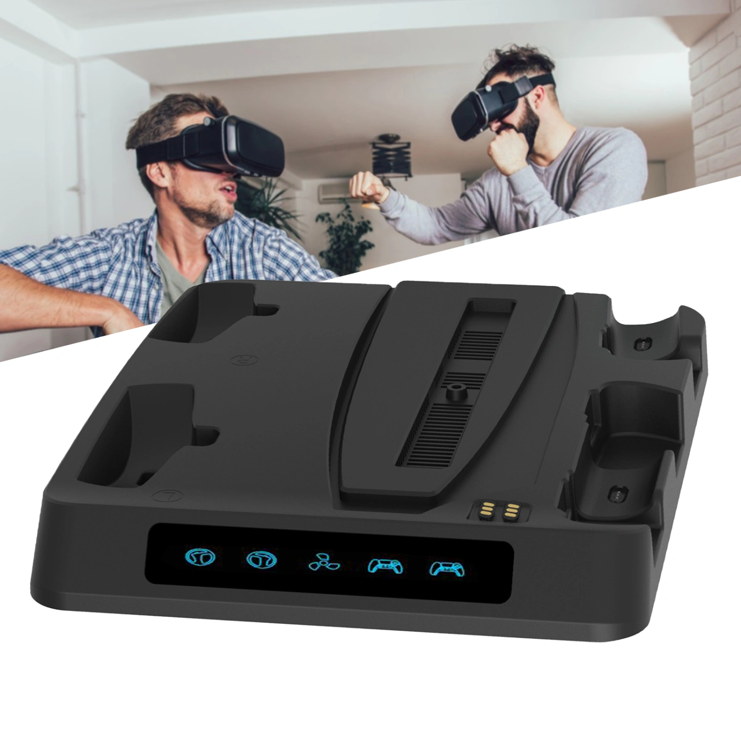 Multi-functional Controller Charging Dock Heat Dissipation LED VR Headset Glasses Headphone Display Stand for PS VR2 for PS5 Controller