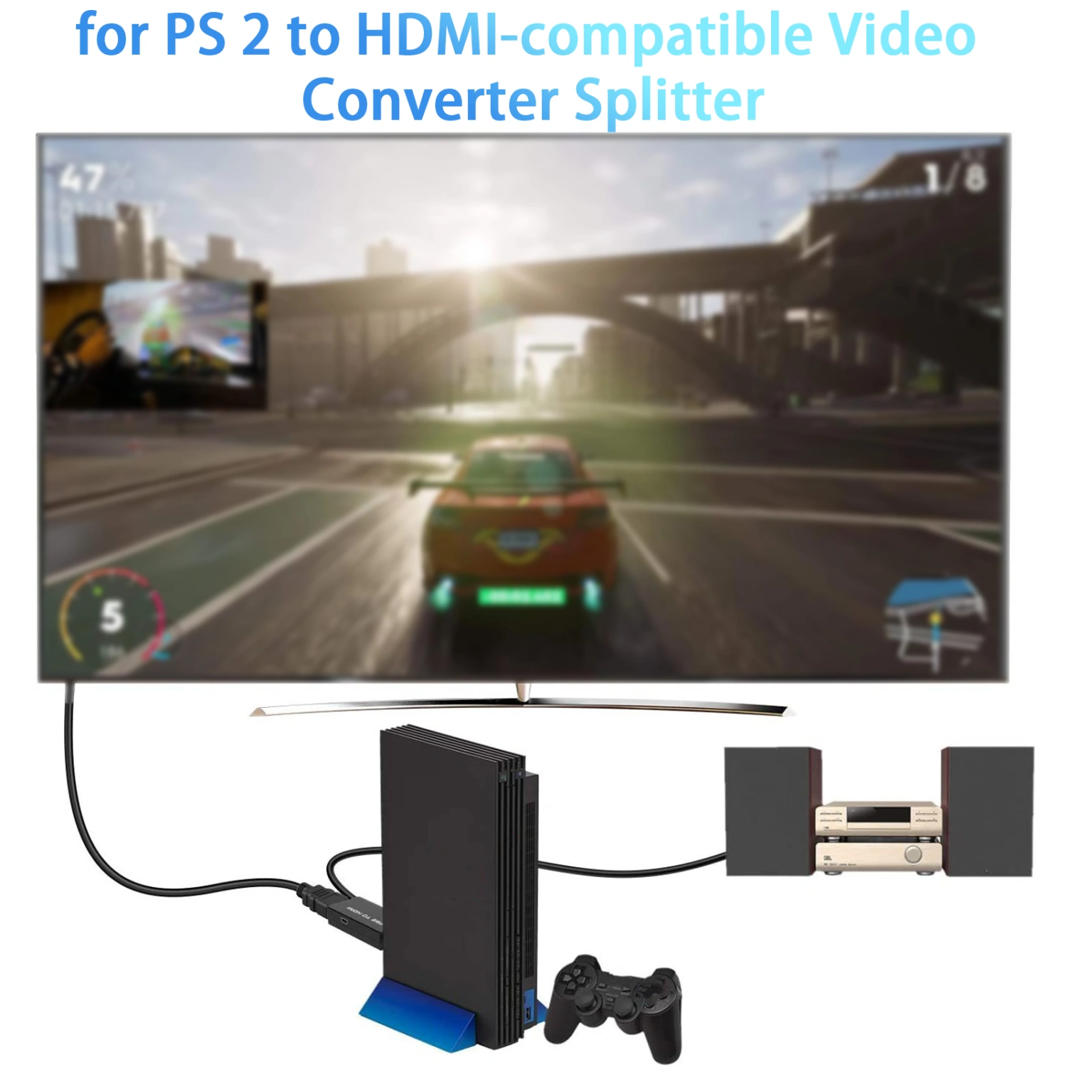 1 Set Video Switcher Synchronous Input High Speed  for PS 2 to HDMI-compatible Video Converter Adapter Game Player