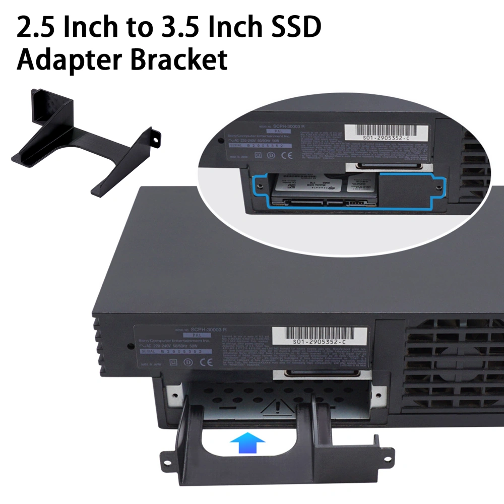 HDD Storage Rack Easy Installation Multifunctional Preventing Movement 2.5 Inch to 3.5 Inch SSD Hard Drive Mount for PS2 SCPH 30000/50000