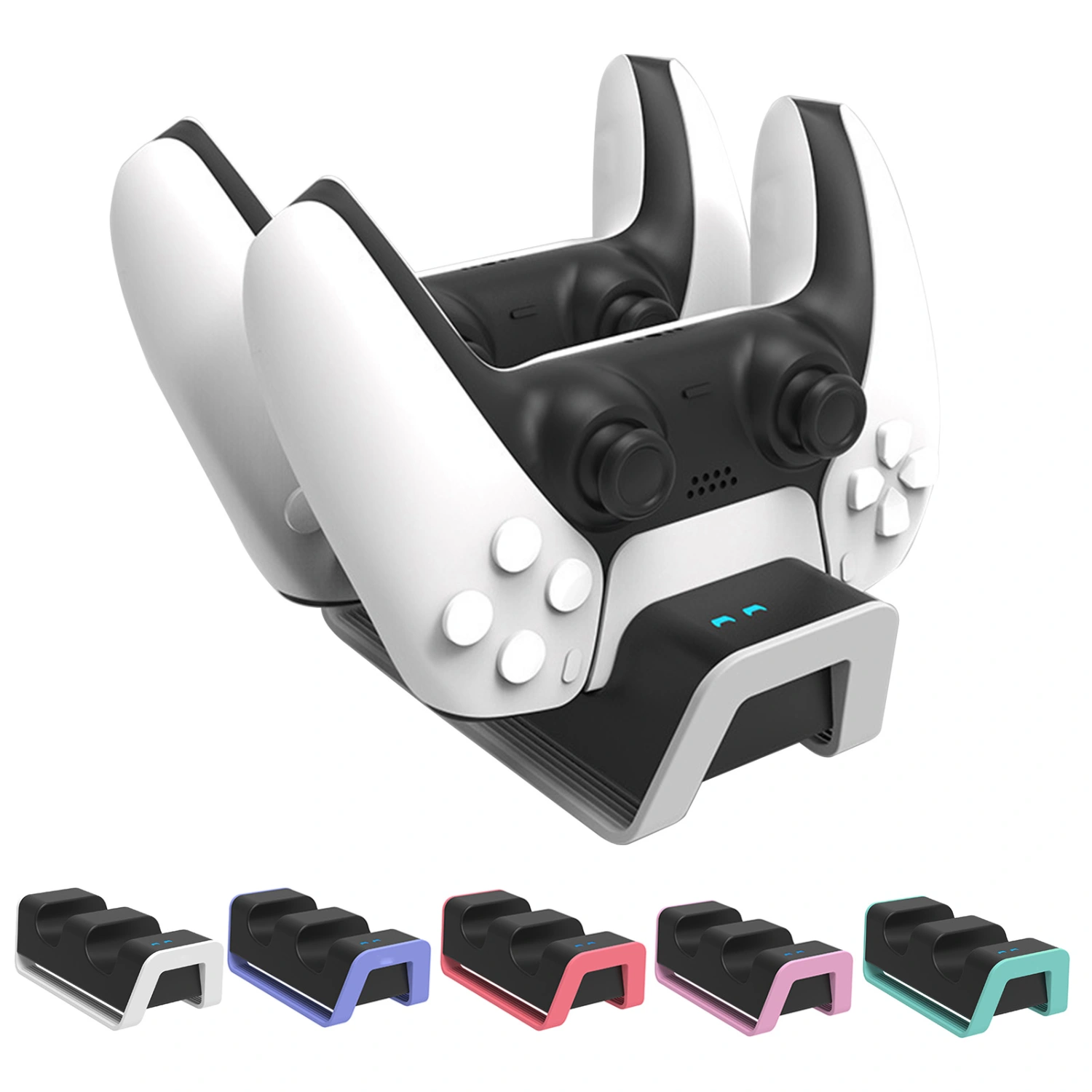 Dual Ports Gamepad Joystick Game Controller Type-c Charging Dock Adapter for PS5