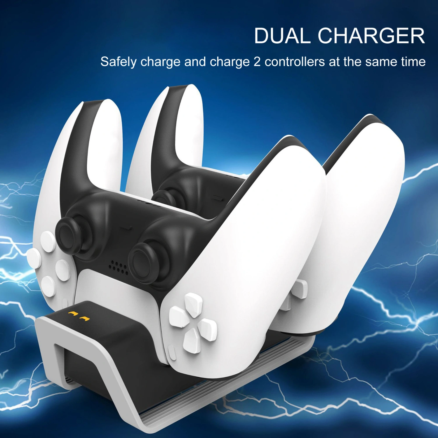Dual Ports Gamepad Joystick Game Controller Type-c Charging Dock Adapter for PS5