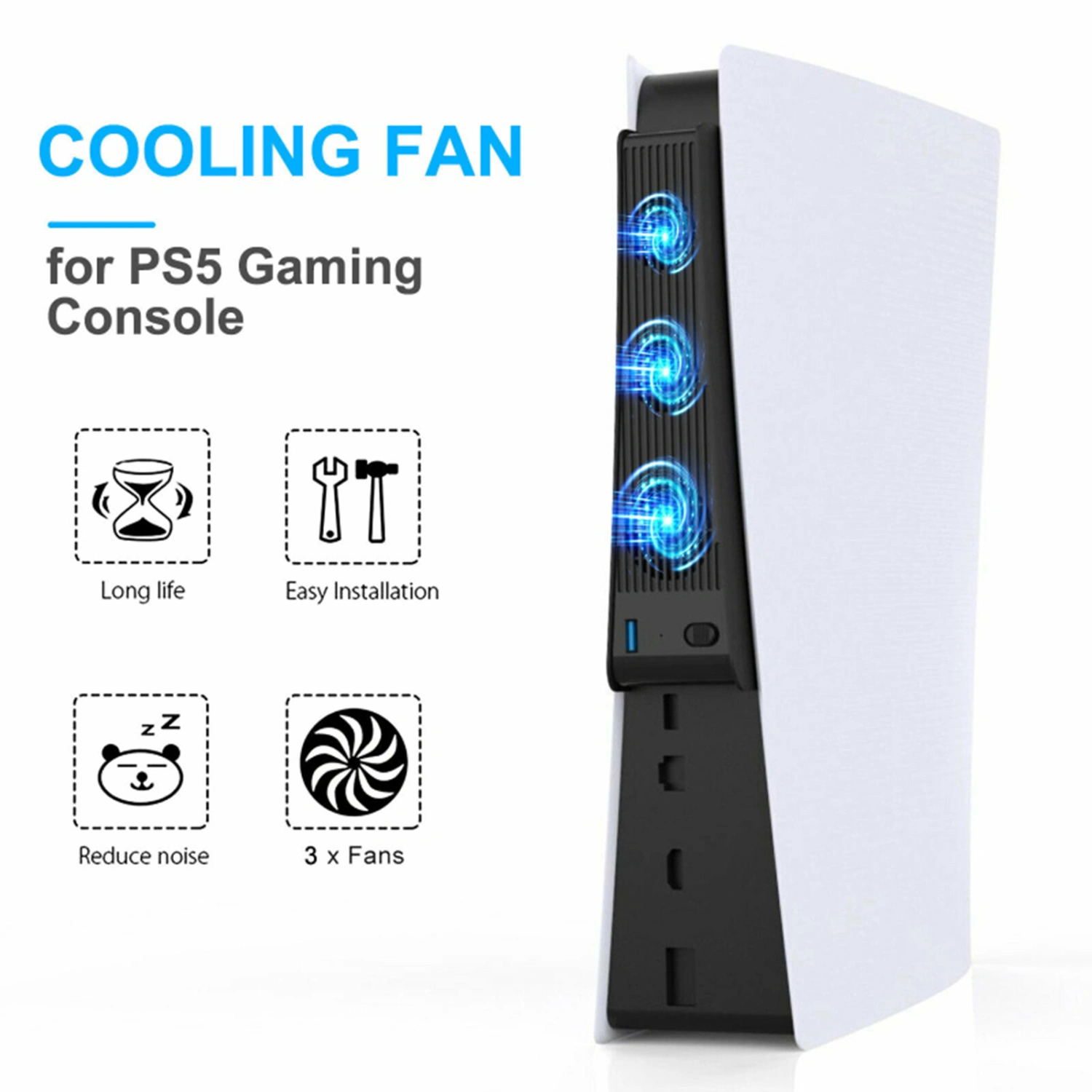 Portable 3 Fans Game Console Cooling Fan Playstation Accessories for PS5 DE/UHD Version