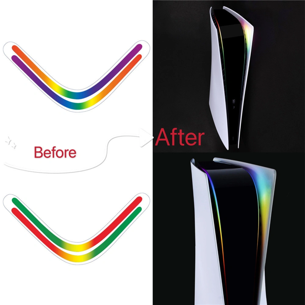 Light Bar Skin Stickers Luminous Self-adhesive Gradient Console Colorful Rainbow LED Light Strip Decals for PS5