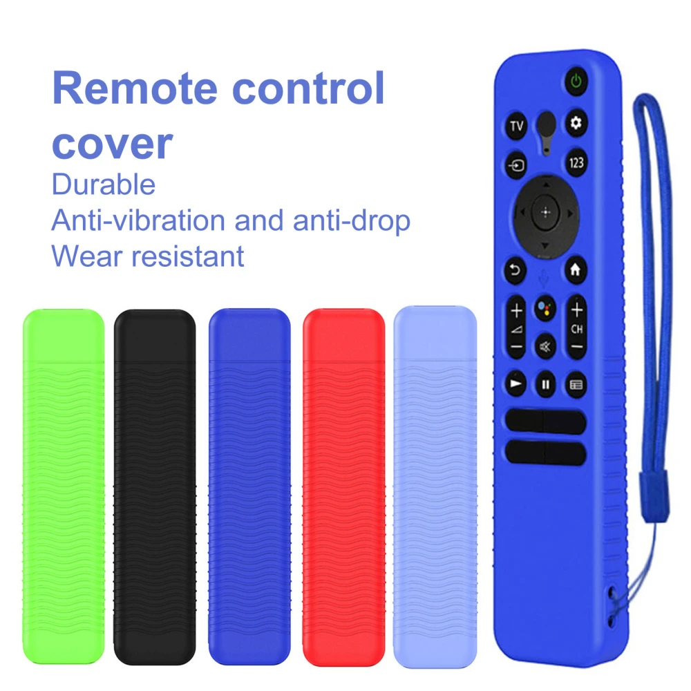 Remote Control Cover Full Coverage Shockproof Wear-resistant with Strap Silicone Remote Control Protective Case for Sony RMF-TX800U/C/P/T/900U Voice Remote