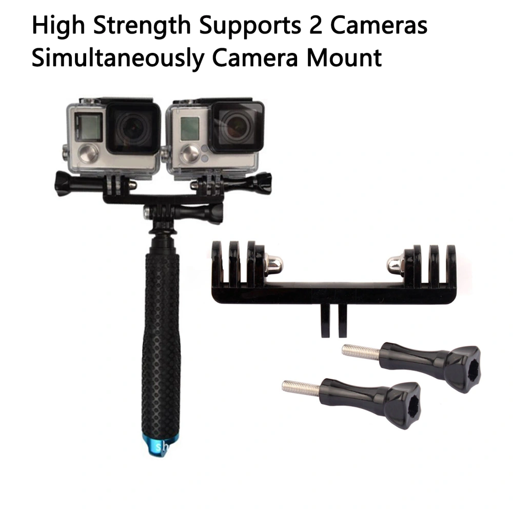 Camera Holder Double Head with Screw Supports 2 Cameras Simultaneously Action Camera Bracket for Gopro Hero 8 7 6 5 4S/ 4 /3+ /3 /2/ 1