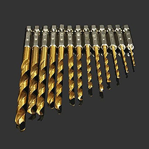 13x HSS Hex Shank Drill Bit Set Quick Change Titanium Coated Twist 1.5-6.5mm