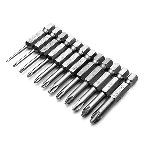 12Pcs Pro 50mm 1/4 inch Hex Shank Magnetic Cross Head Screwdriver Bits Kit