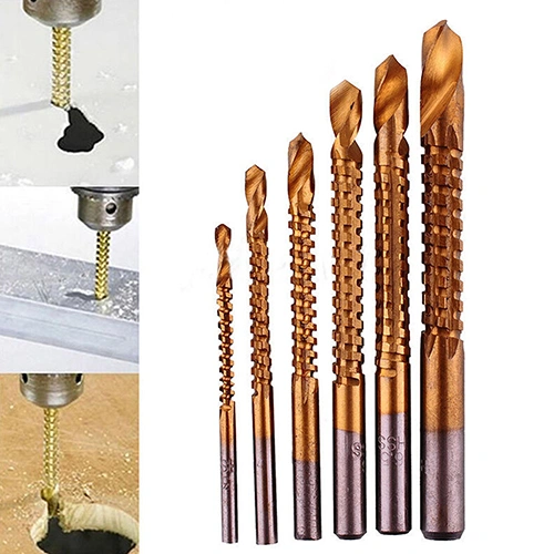 6Pcs Hss High Speed Steel Titanium Coated Drill Bits Set Hex Shank Tools 3-8mm