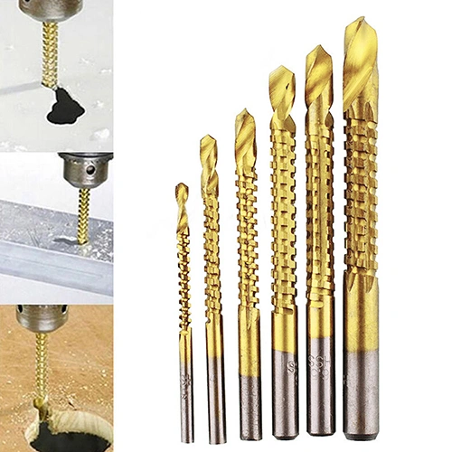 6 Pcs HSS High Speed Steel Titanium Coated Drill Bits Set 3-8mm Bit Hex Shank