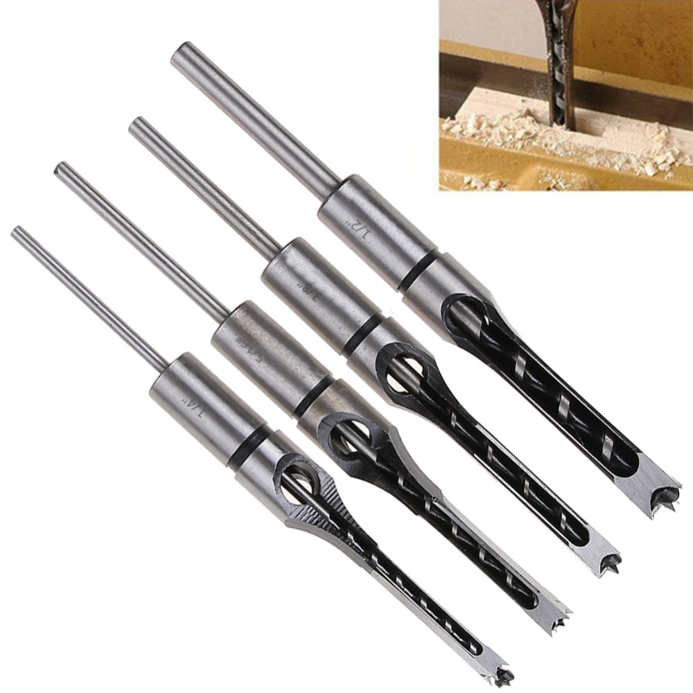 Square Hole Saw Set Drill Bits Mortising Chisel Carve Carpenter Woodworking Tool