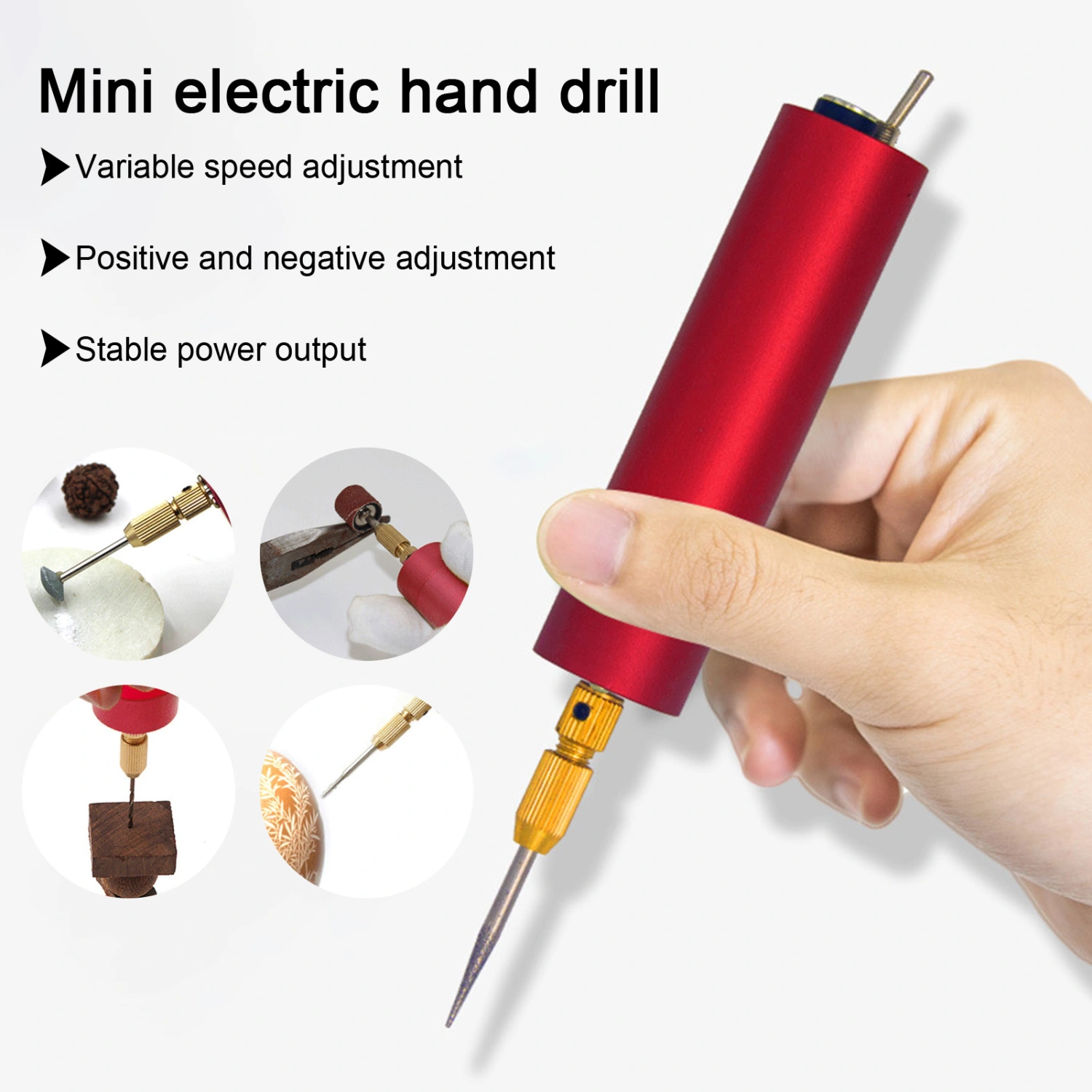 Handheld High Concentricity USB Electric Drill Aluminium Alloy Portable Mini Electric Motor Hand Drill for 2015 Drill Bits 0.8-1.5mm 2032 Drill Bits 2.5-3.2mm