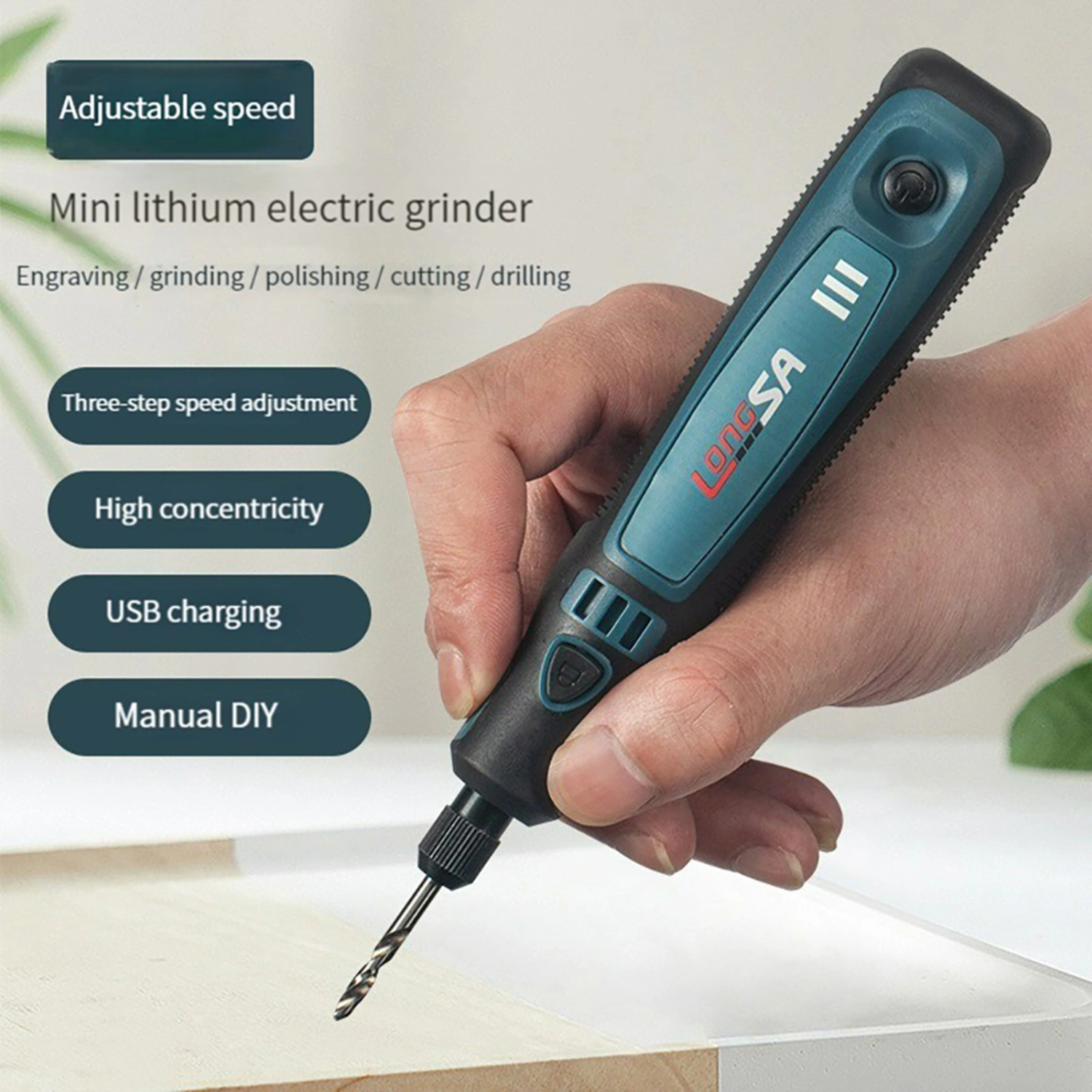1 Set Electric Grinder Rechargeable 3 Gear Micro Rotary Tool Jade Carving Wireless Grinder Engraver Pen for Workshop