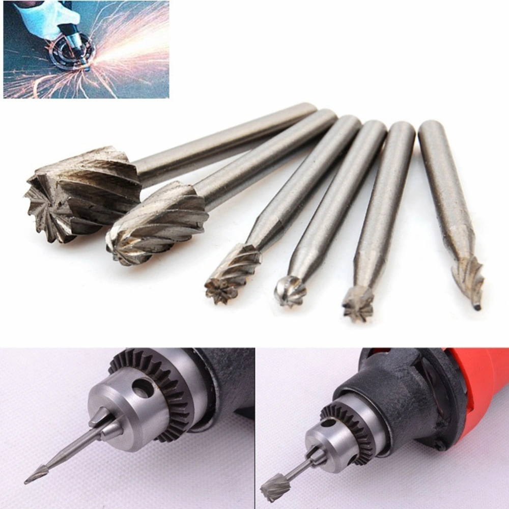 6Pcs Durable HSS Routing Router Grinding Bits Rotary Wood Carving Slotting Tool