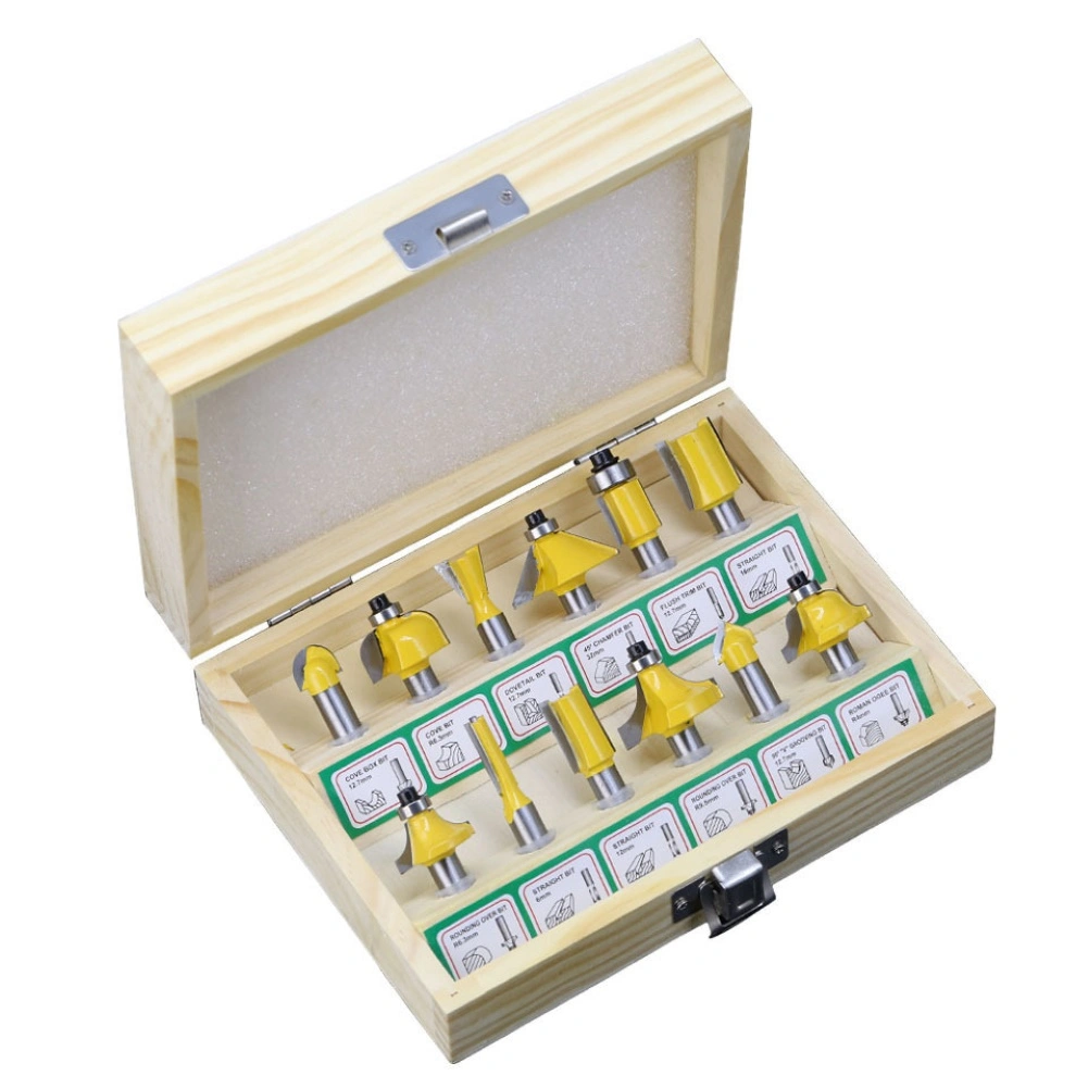 12Pcs 8mm Shank Wood Milling Cutter Router Bit Set Woodworking Engraving Tool
