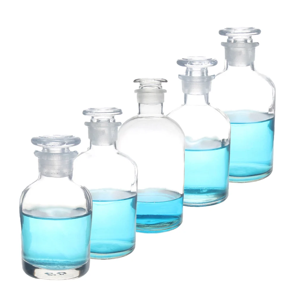 30/60/125/250/500ml Clear Portable Glass Jar Reagent Bottle Storage Container