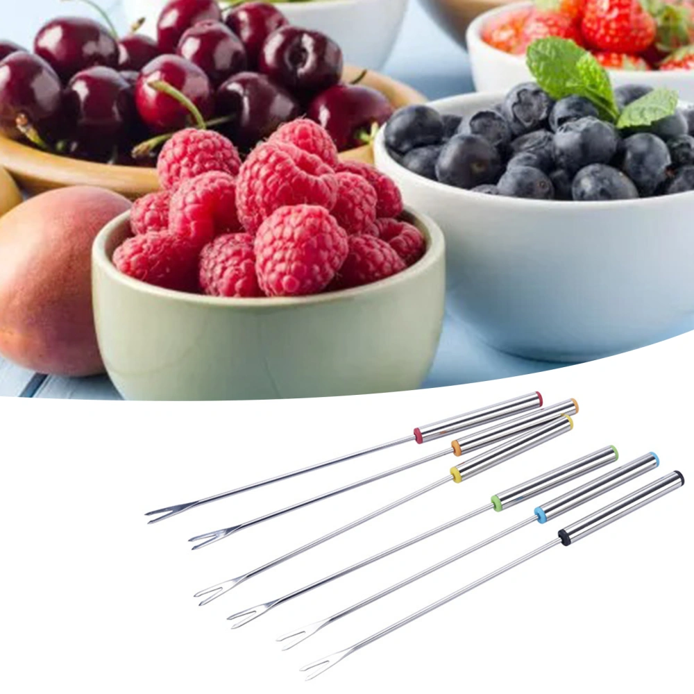 6Pcs 24cm Household Fondue Forks Insulated Handle Wear-resistant Lightweight Chocolate Fork for Home