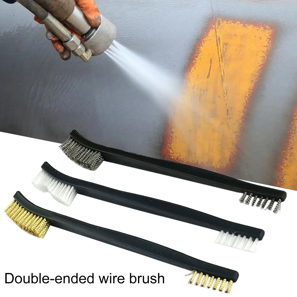 2/3Pcs Steel Wire Brushes Double Heads Strong Decontamination Mini Dust Removal Stainless Steel Bristle Cleaner for Workshop