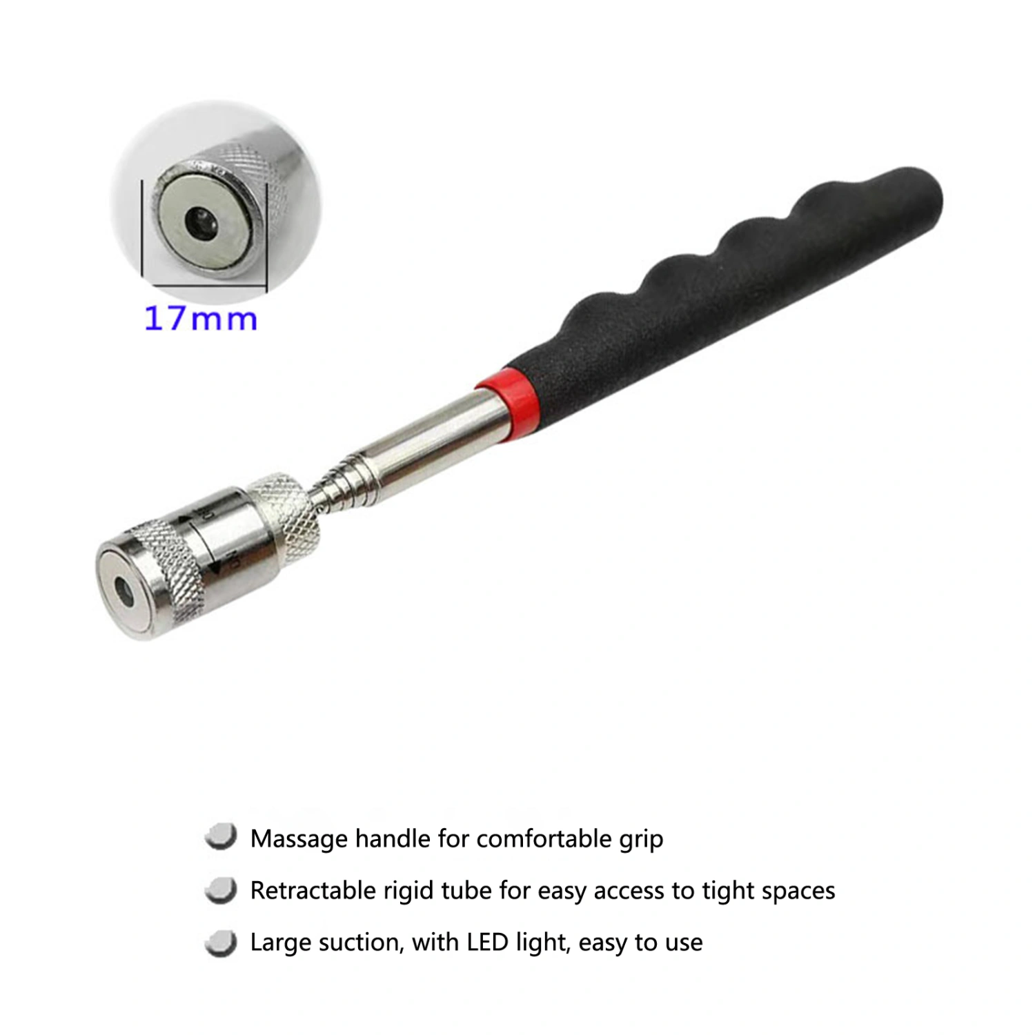 Auto Repair Tool with LED Light Retractable Strong Suction Comfortable Grip Pen Style Pocket Clip Magnetic Bar Auto Repair