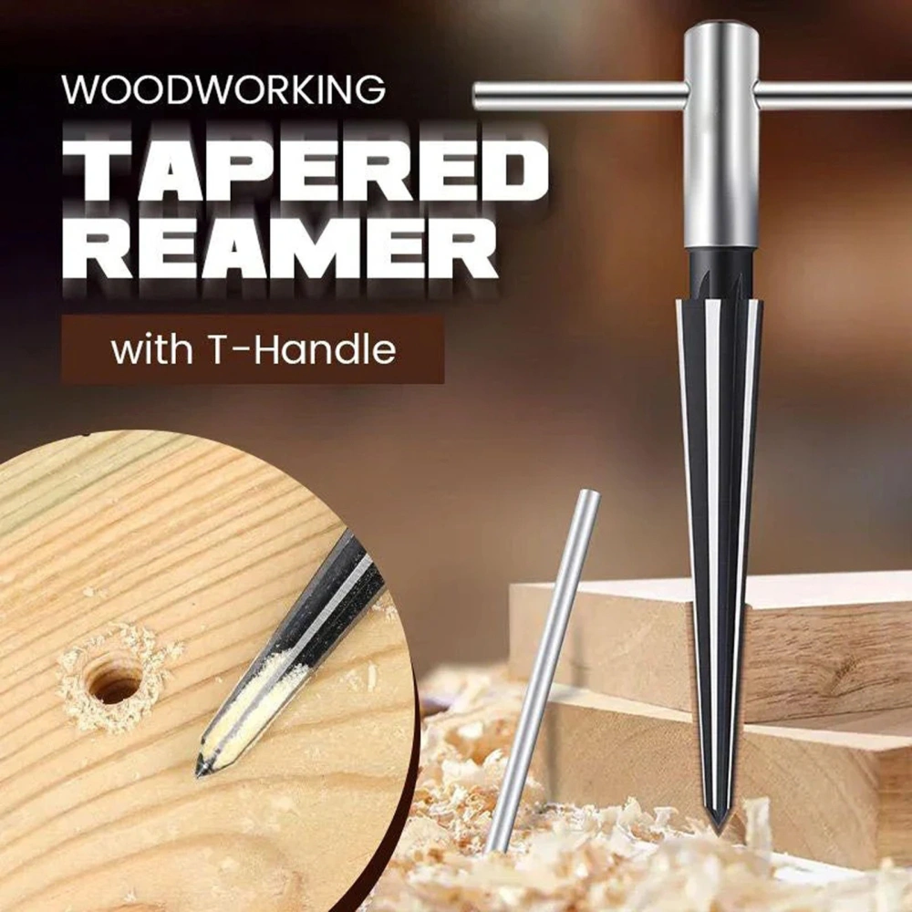 Tapered Reamer High Hardness Wear Resistant Tapered Straight Flute T Handle Reamer Woodworking Supply