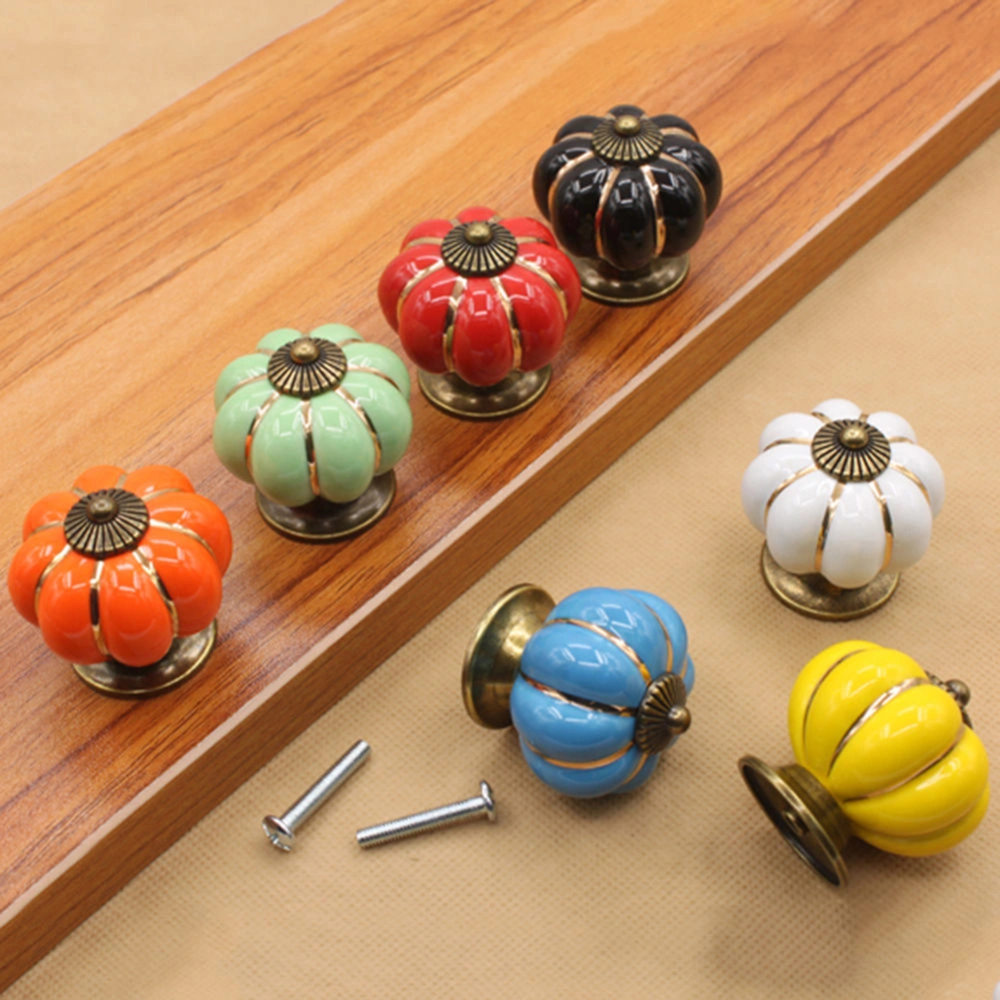 Retro Ceramic Pumpkin Cupboard Cabinet Door Drawer Dresser Pull Knob Handle