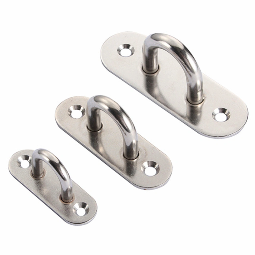 2Pcs Stainless Steel U-shape Pad Eye Plate Wall Mount Hammock Fixed Hook Base