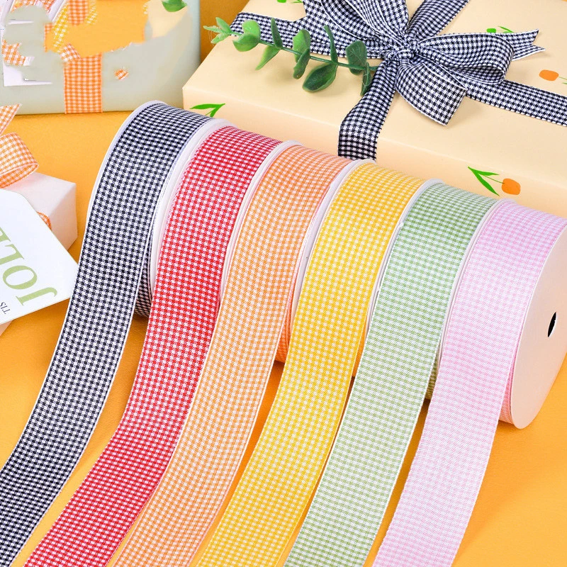 Ribbon 9 M Per Roll Plaid Ribbon Flower Packaging Bow Production Material