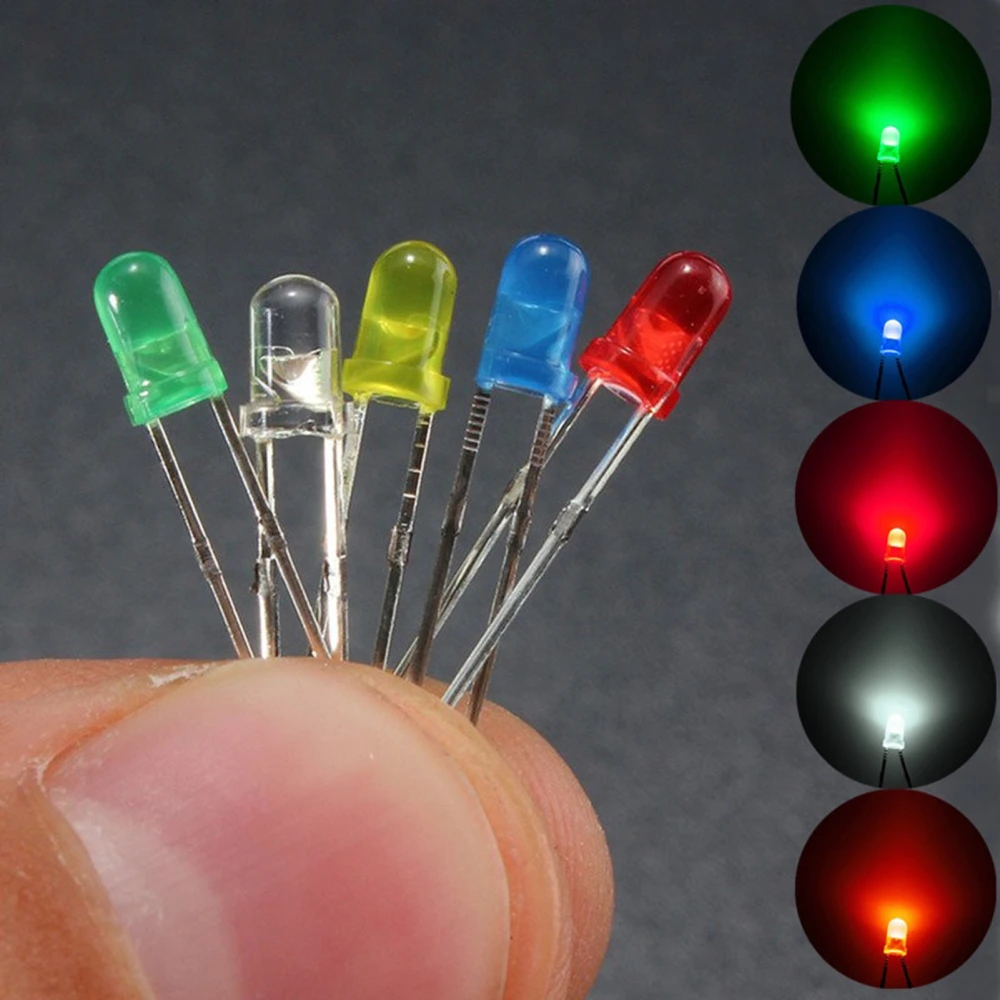 300Pcs F3/F5mm Emitting Diode Simple Structure Stable Performance Compact Ultra-high Brightness LED Emitting Diode for Display