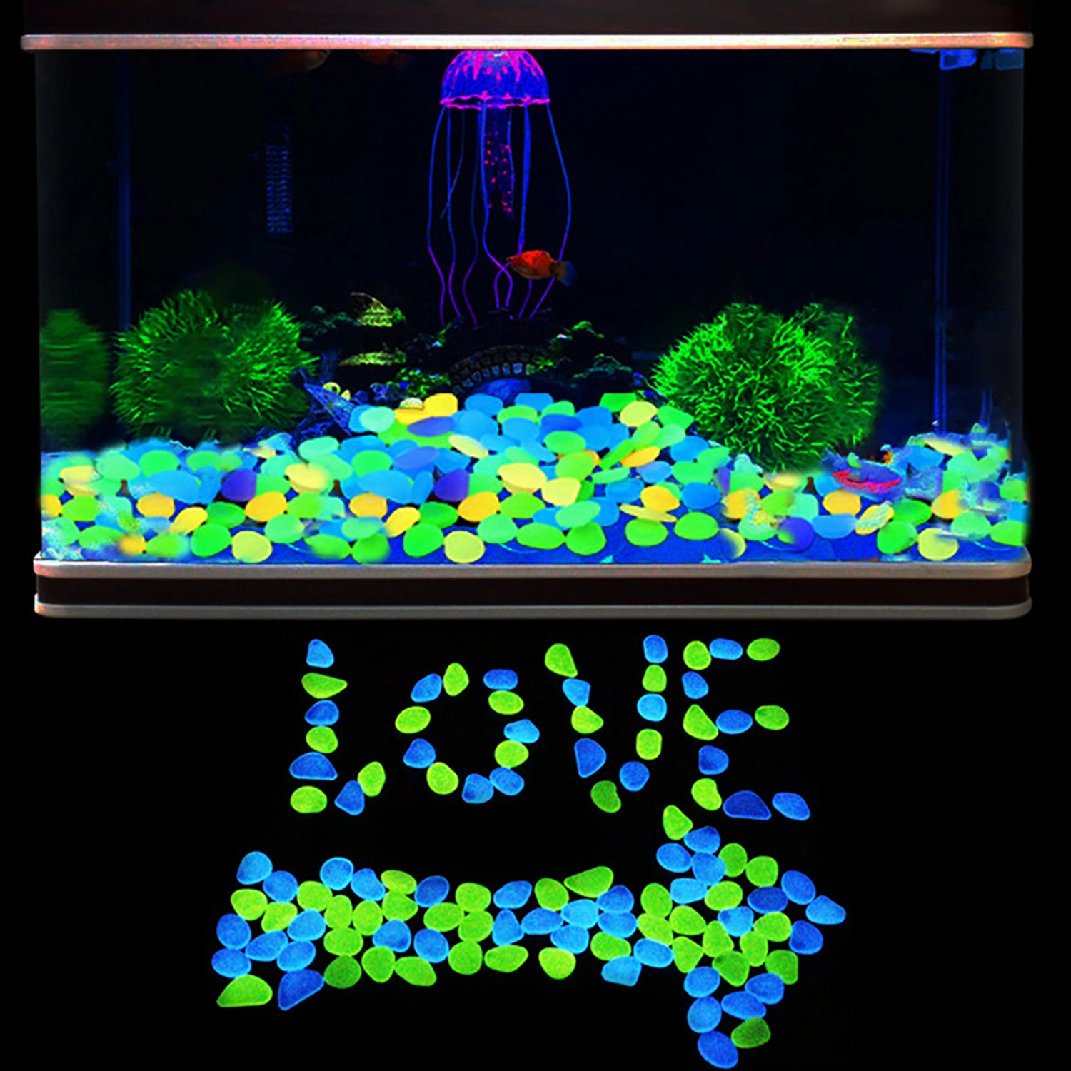 100Pcs Glow in The Dark Luminous Stones Bright Plastic Colorful Sustainable Decorative Rocks for Aquarium