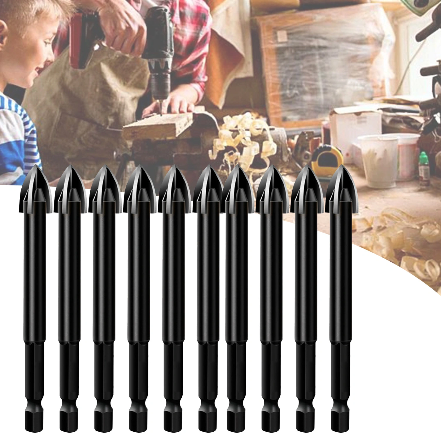 10Pcs Universal Triangle Drill Bit Cross Angle Design Efficient Low Resistance Anti-rust Tip Drill Bit for Electric Drill
