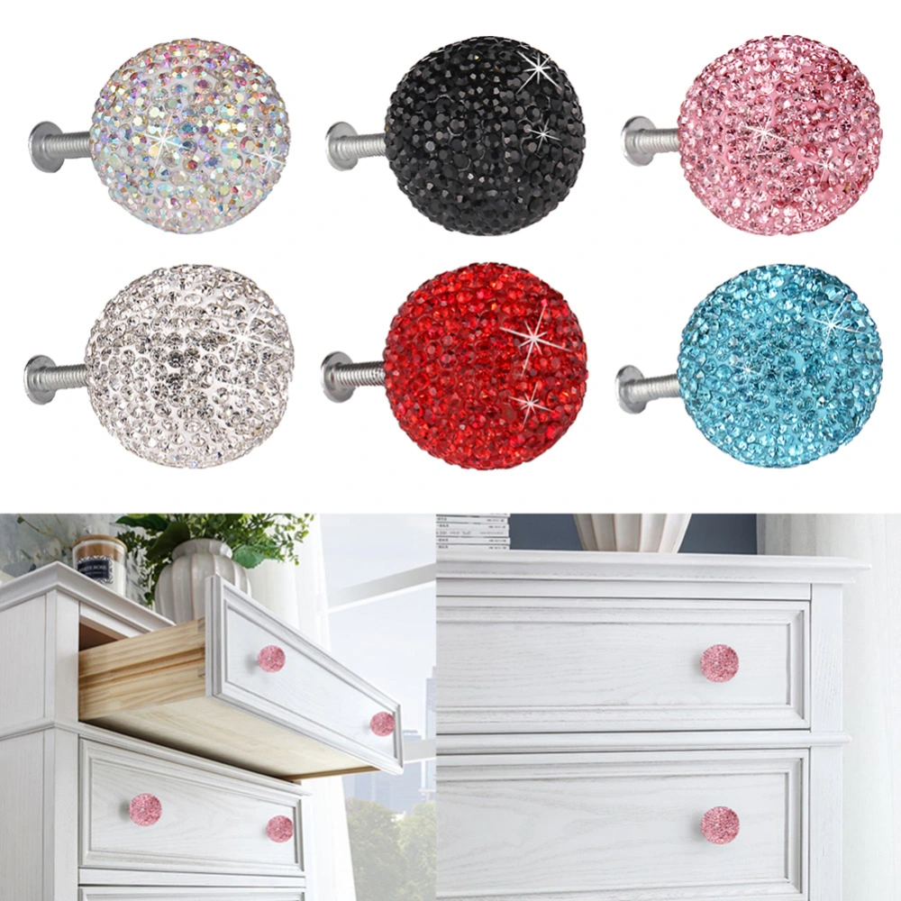 Stylish Rhinestones Ball Home Cupboard Drawer Knob Cabinet Furniture Pull Handle