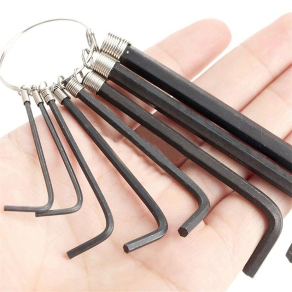 8Pcs Steel Hexagon Hex End Key Wrench Set with Spring Circle Bike Repair Tool