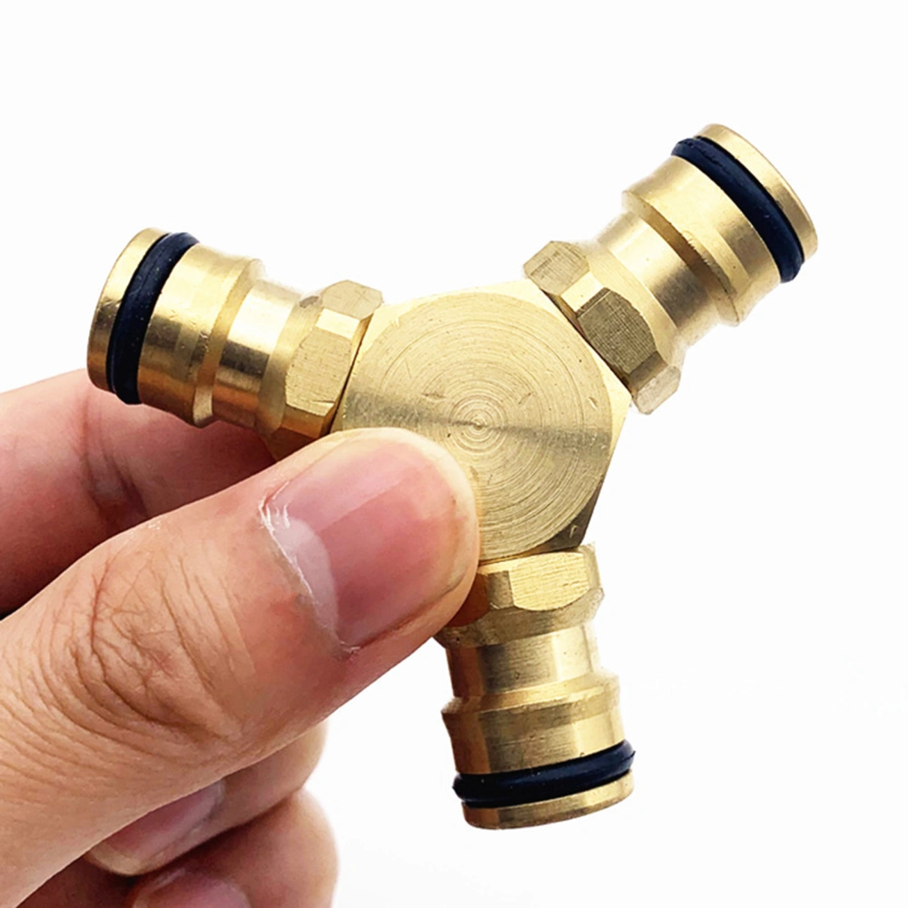 Brass 3-way Nipple Connector Garden Hose Tap Water Pipe Splitter Hardware Tools