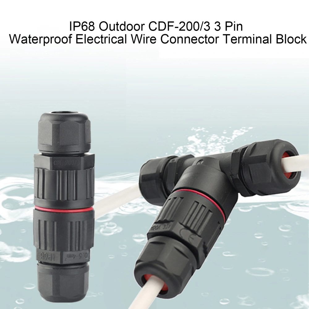 IP68 Outdoor CDF-200/3 3 Pin Waterproof Electrical Wire Connector Terminal Block