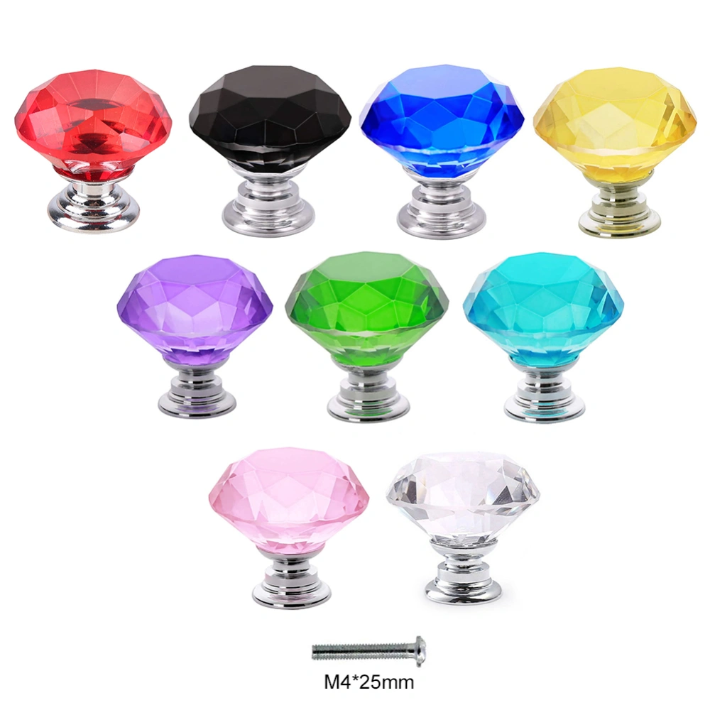 30mm K9 Zinc Alloy Single Hole Faux Crystal Multicolor Furniture Pull Handle