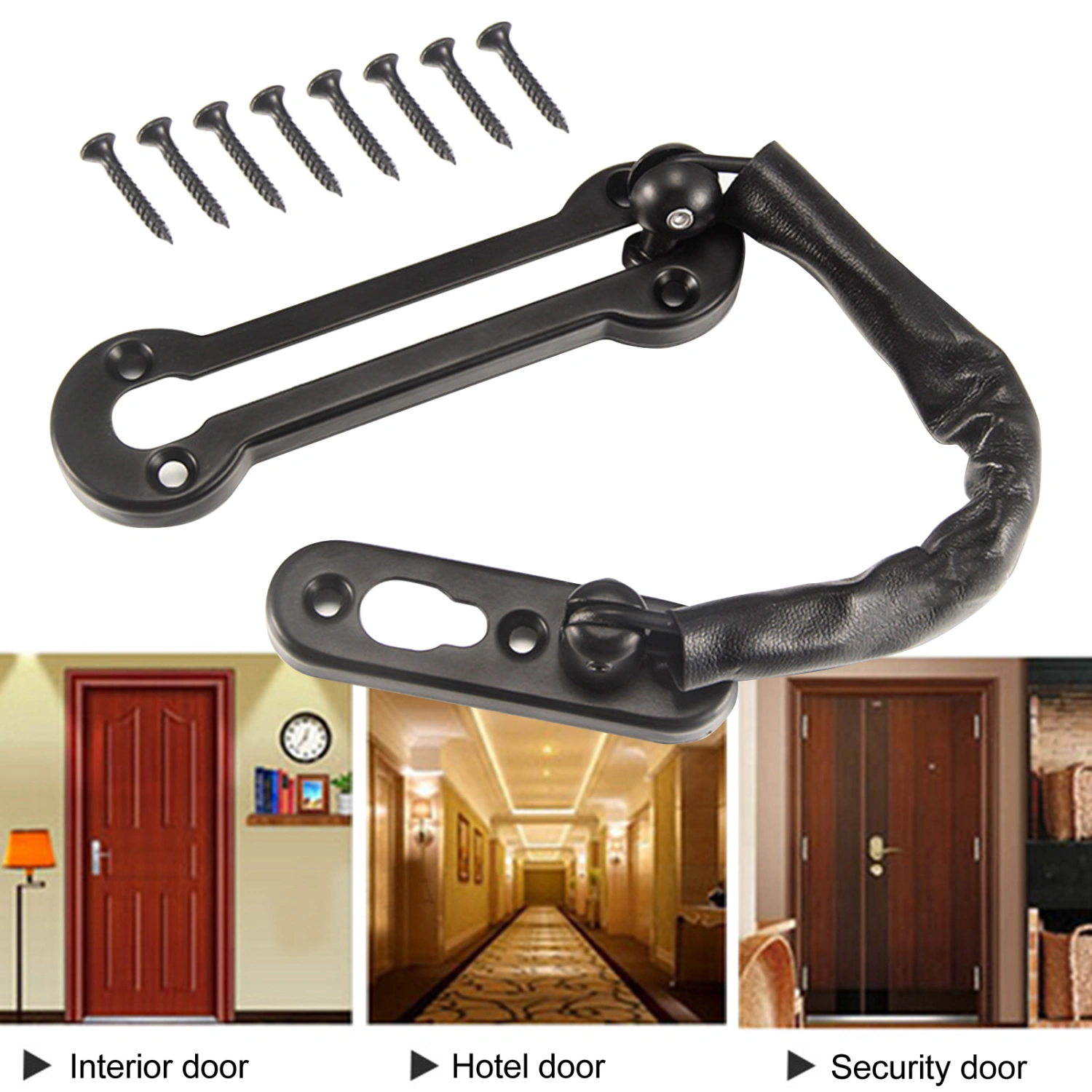 20cm 5 Colors Anti-Theft Stainless Steel Anti-rust Thicken Bolt Safety Lock Chain for Hotel Door