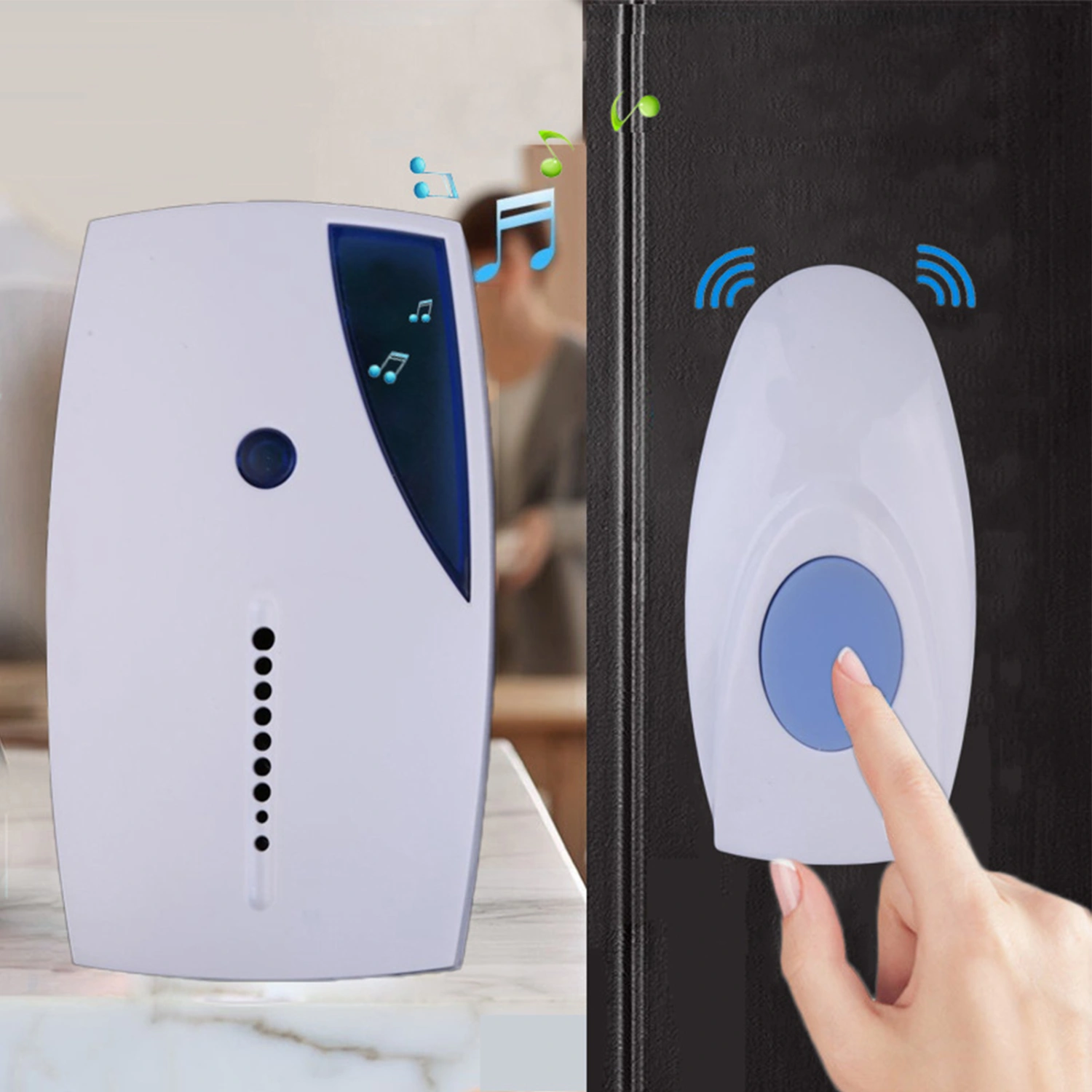 ABS Cordless Doorbell Compact High Sensitivity Streamlined Appearance Door Chime for Home