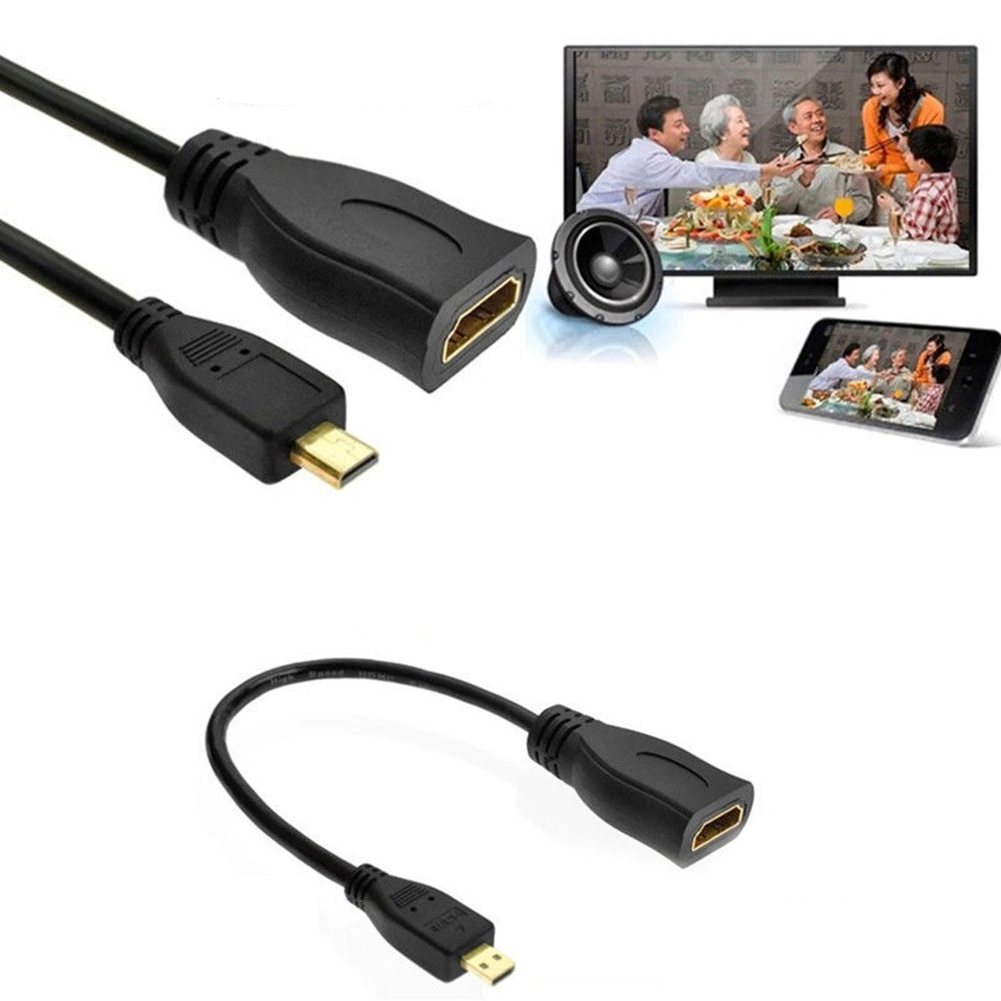 23cm 1080P Micro HDMI-compatible Male Type D to HDMI-compatible Female A Convertor Adapter Cable Cord