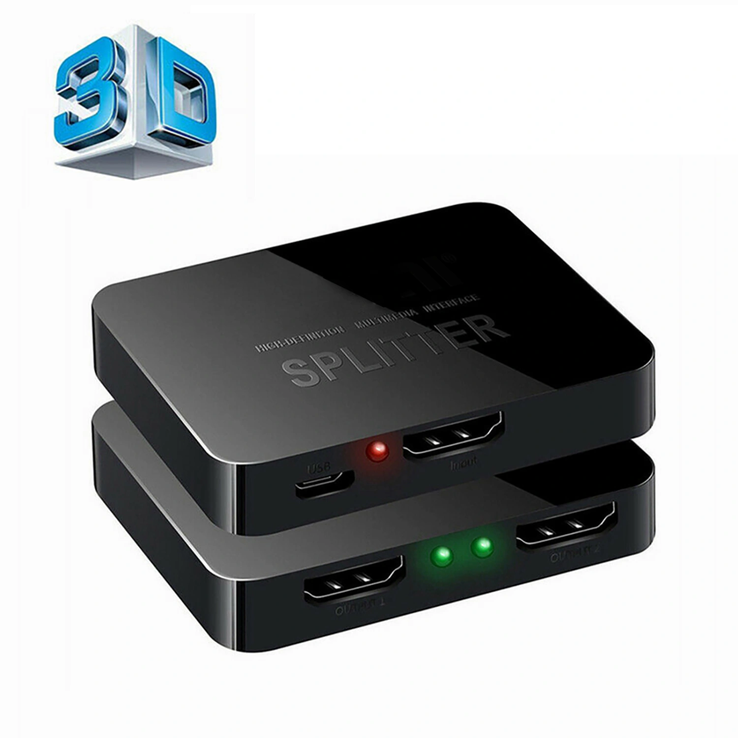 Ultra High Clarity 1 In 2 Out HDMI-compatible Splitter Video Switcher Adapter for HDTV DVD Laptop