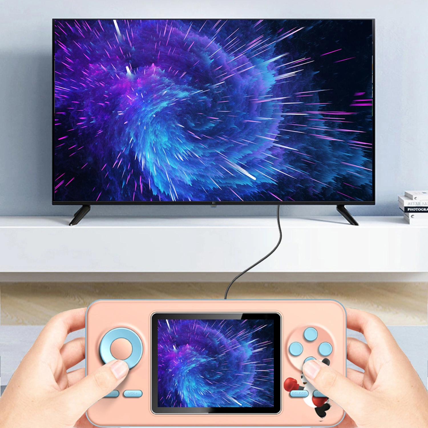 Game Console Built-in 520 Games Non Slip Texture Long Battery Life High Clarity Screen Ergonomic Entertainment USB Interface Retro Video Game Console Player for Home