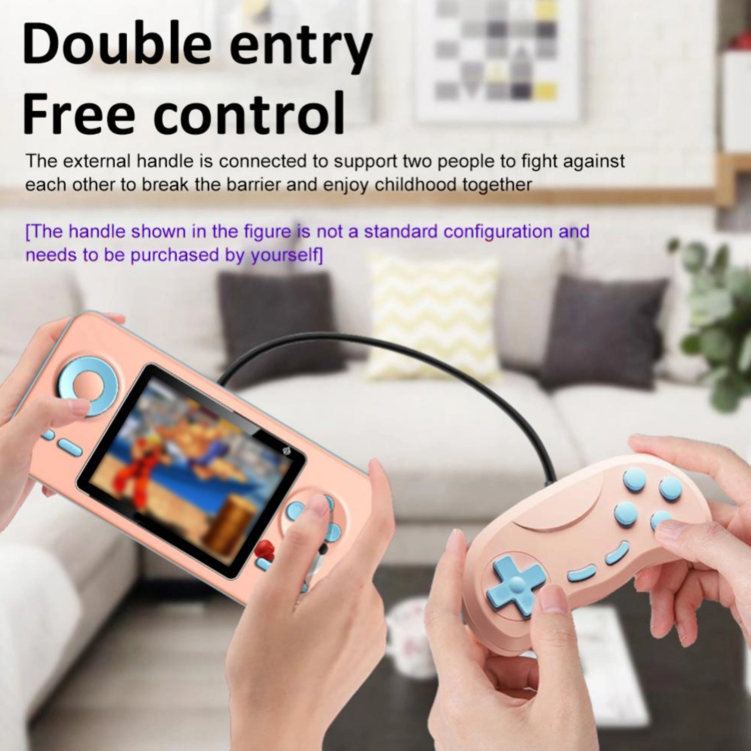 Game Console Built-in 520 Games Non Slip Texture Long Battery Life High Clarity Screen Ergonomic Entertainment USB Interface Retro Video Game Console Player for Home