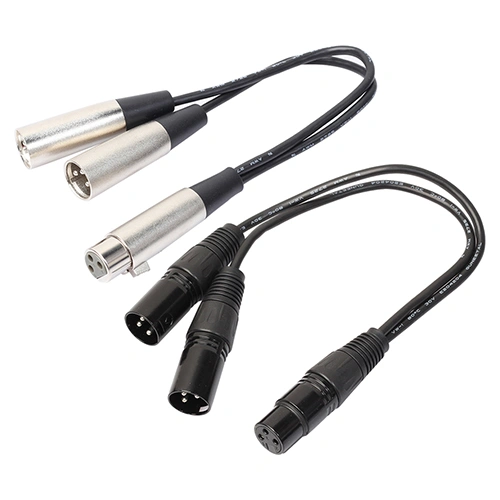 3-Pin XLR Female to Dual XLR Male Y Splitter Audio Cable Adapter for Microphone