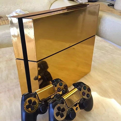 Golden Color Glossy Decal Skin Sticker for Playstation 4 PS4 Console + Controllers