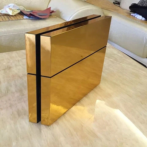 Golden Color Glossy Decal Skin Sticker for Playstation 4 PS4 Console + Controllers