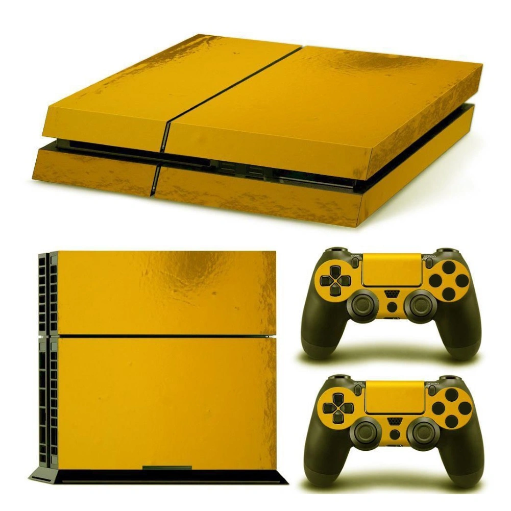 Golden Color Glossy Decal Skin Sticker for Playstation 4 PS4 Console + Controllers