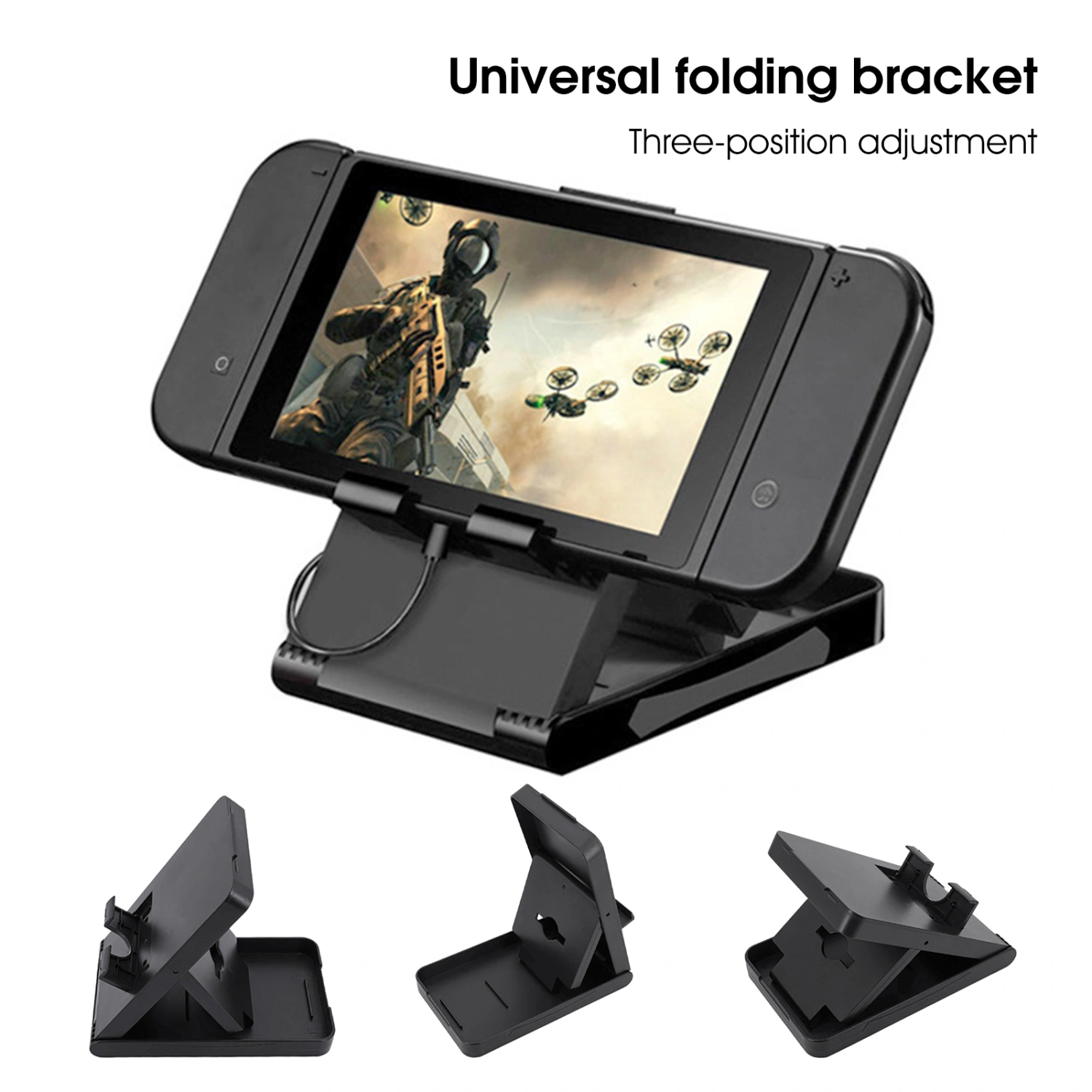 Game Console Stand Folding Non-slip Base Heat Dissipation 3 Levels Adjustable Handheld Game Console Holder for Nintendo Switch/Lite