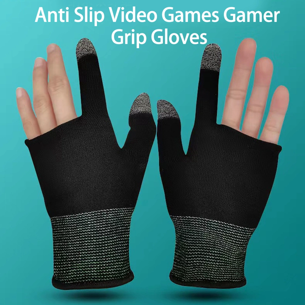 1 Pair Gaming Grip Gloves Two-finger Touch Super Sweat Proof No Latency High Sensitivity Breathable Sensitive Touch Screen Fingertips Gloves Cover Game Component