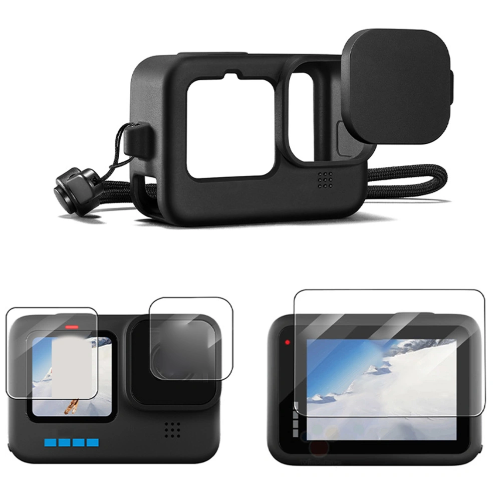 1 Set Camera Case Shock Absorption Anti-drop Scratch-proof Dustproof Anti-loss Electrostatic Adherence Camera Lens Cover for GoPro11/10/9