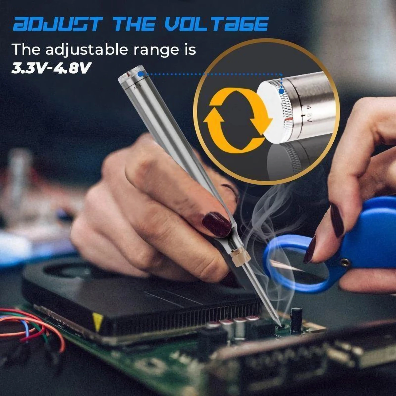 1 Set USB Soldering Iron 5V DC Power Voltage Knob Adjustment Auto-Sleep Rapid Heating 510 Port Welding Iron Pen for Soldering